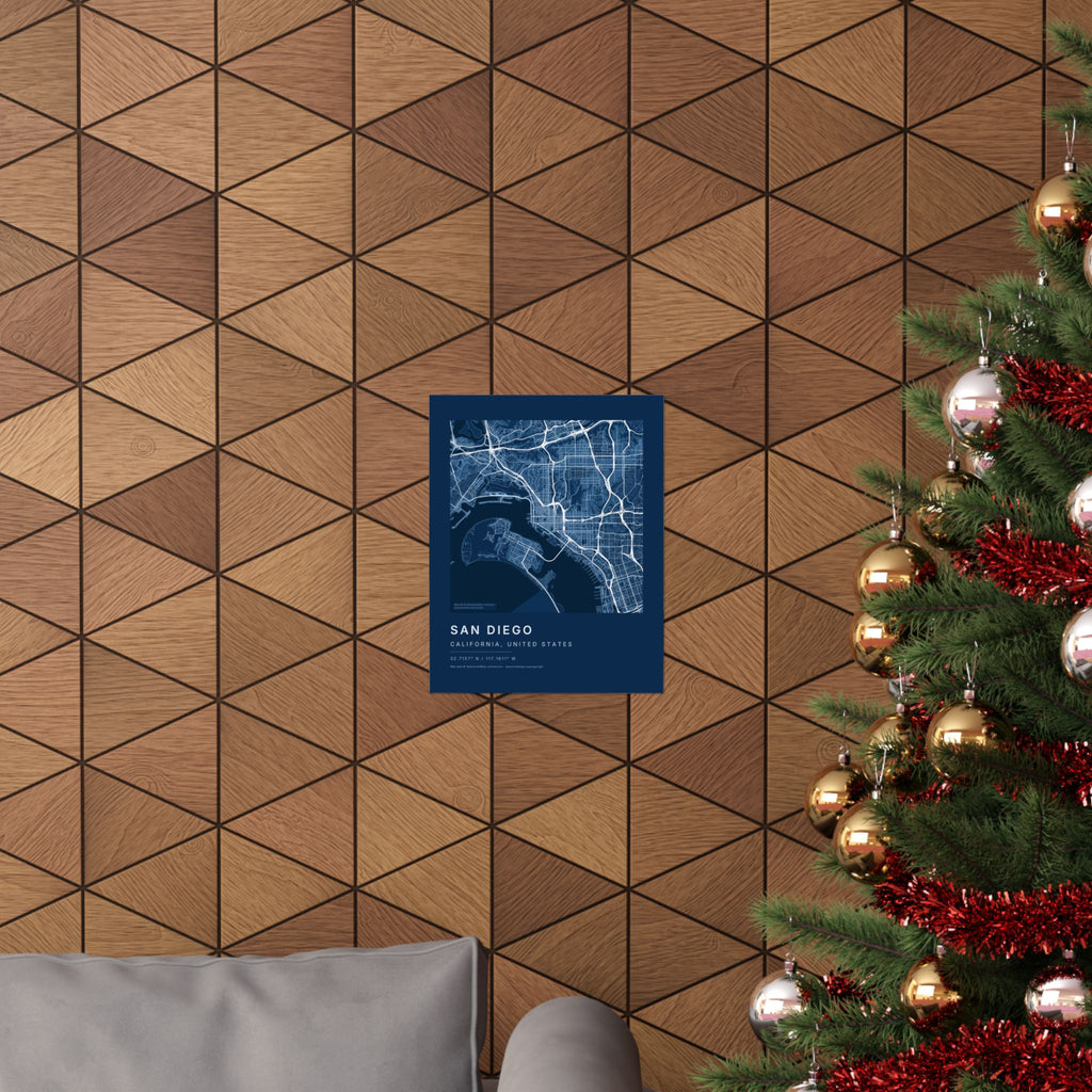 San Diego, California City Map Print — Blueprint Navy Street Map Wall Art