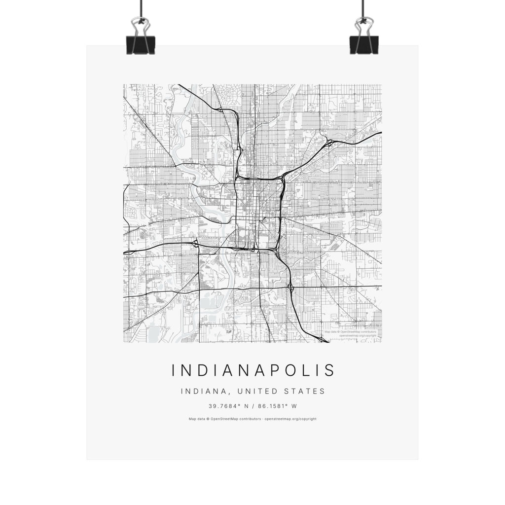 Indianapolis, Indiana City Map Print — Minimalist Street Map Wall Art