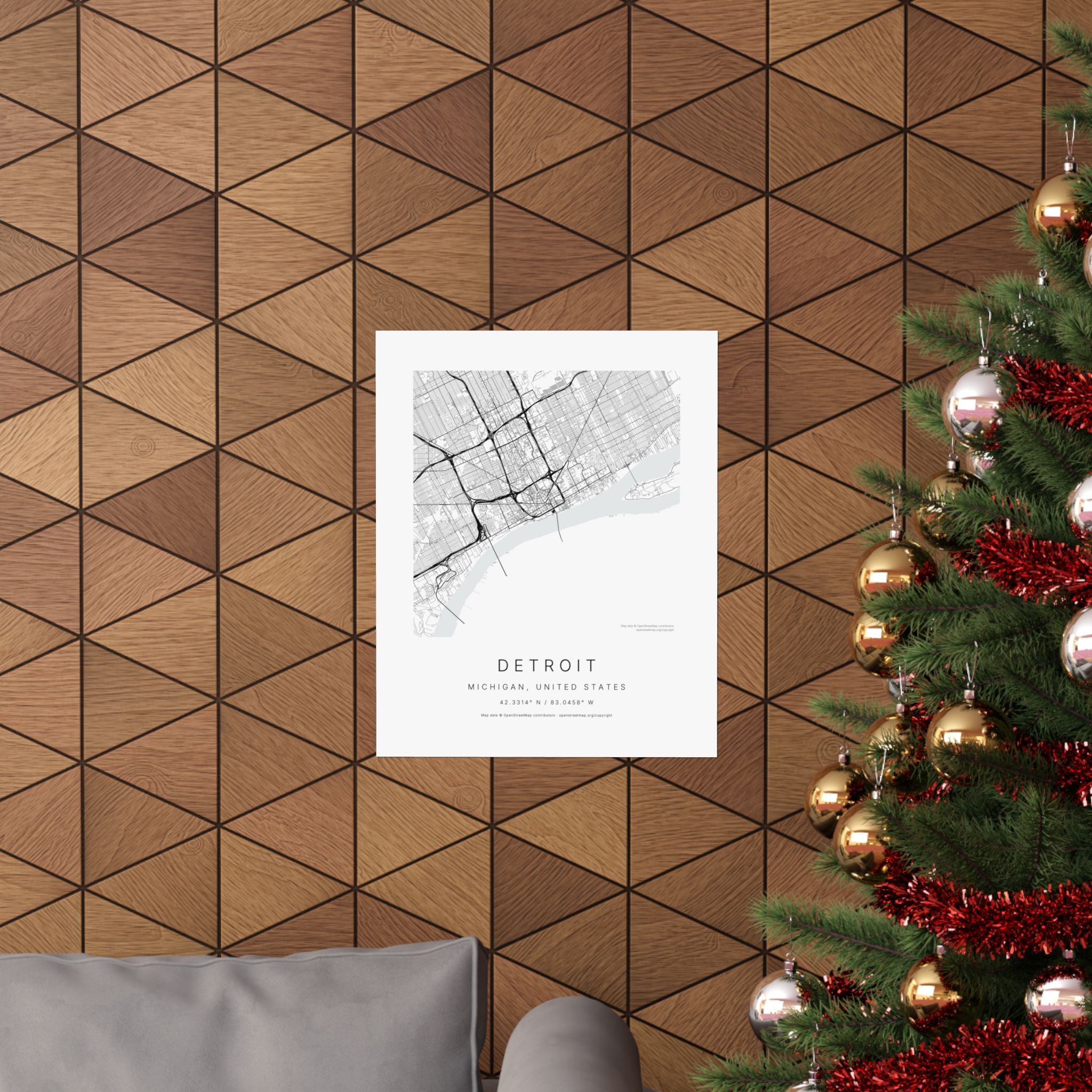 Detroit, Michigan City Map Print — Minimalist Street Map Wall Art
