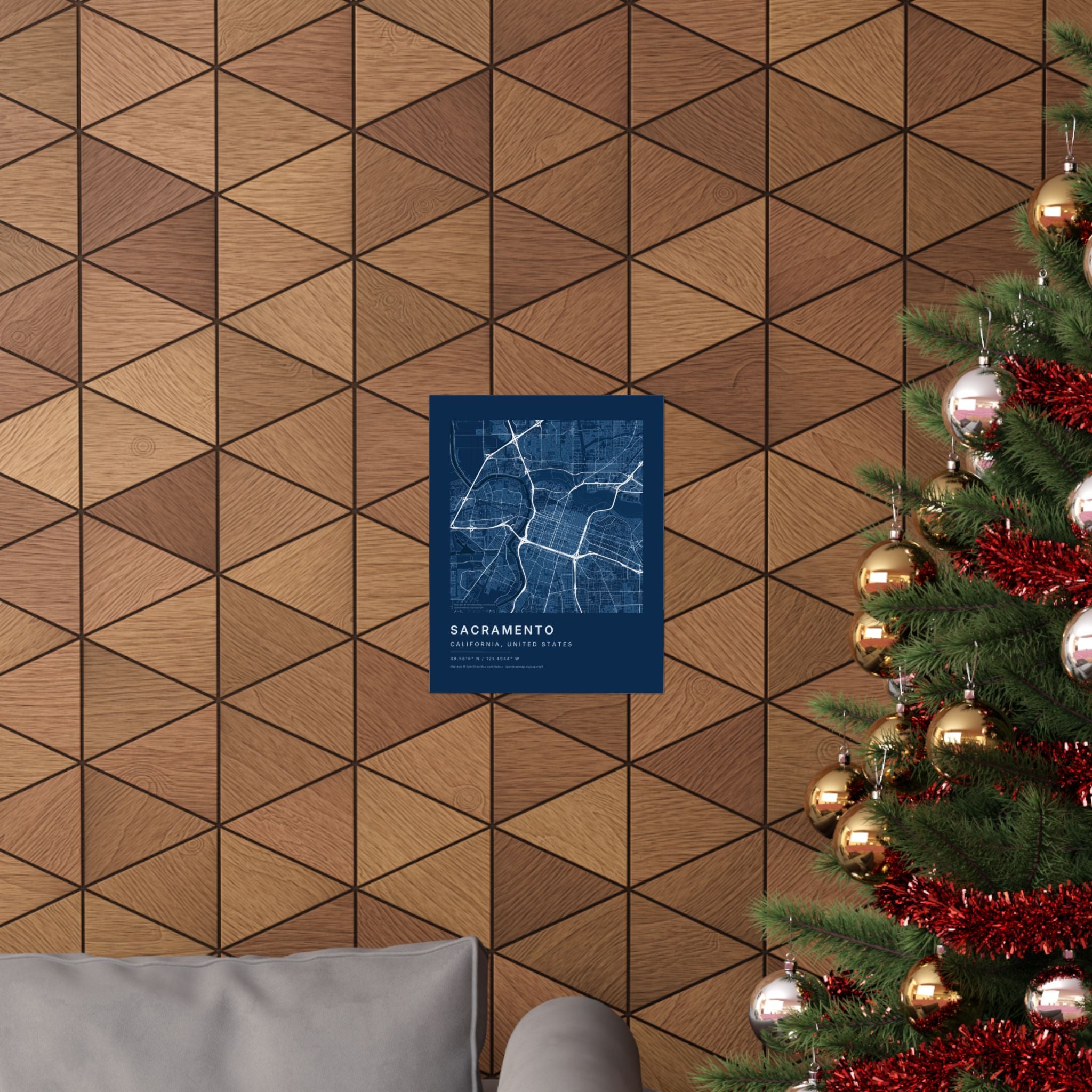 Sacramento, California City Map Print — Blueprint Navy Street Map Wall Art