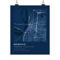 Memphis, Tennessee City Map Print — Blueprint Navy Street Map Wall Art