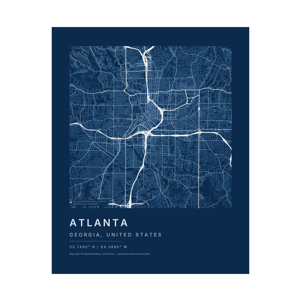 Atlanta, Georgia City Map Print — Blueprint Navy Street Map Wall Art