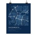 Sacramento, California City Map Print — Blueprint Navy Street Map Wall Art