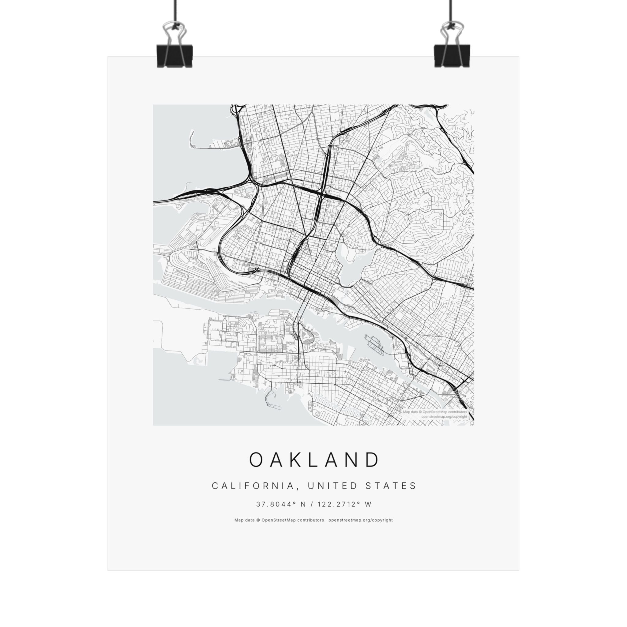 Oakland, California City Map Print — Minimalist Street Map Wall Art
