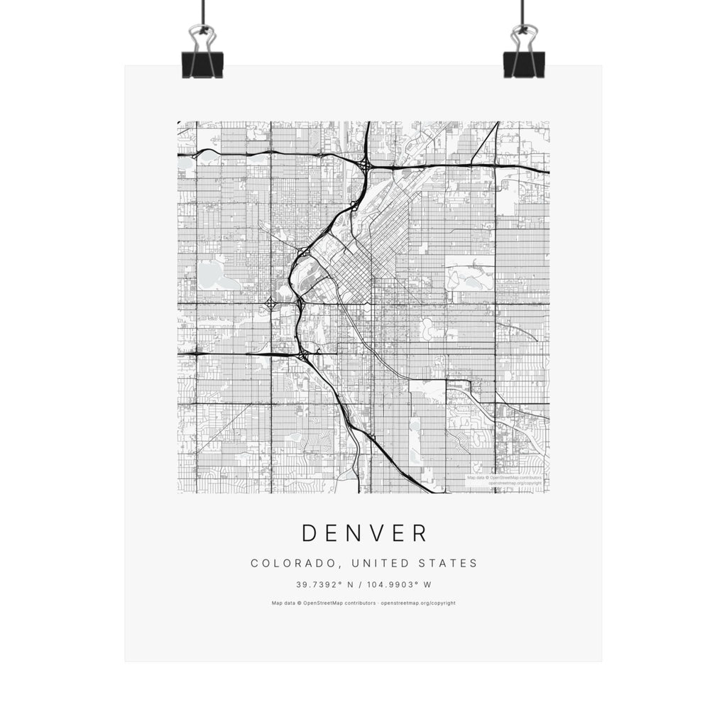 Denver, Colorado City Map Print — Minimalist Street Map Wall Art