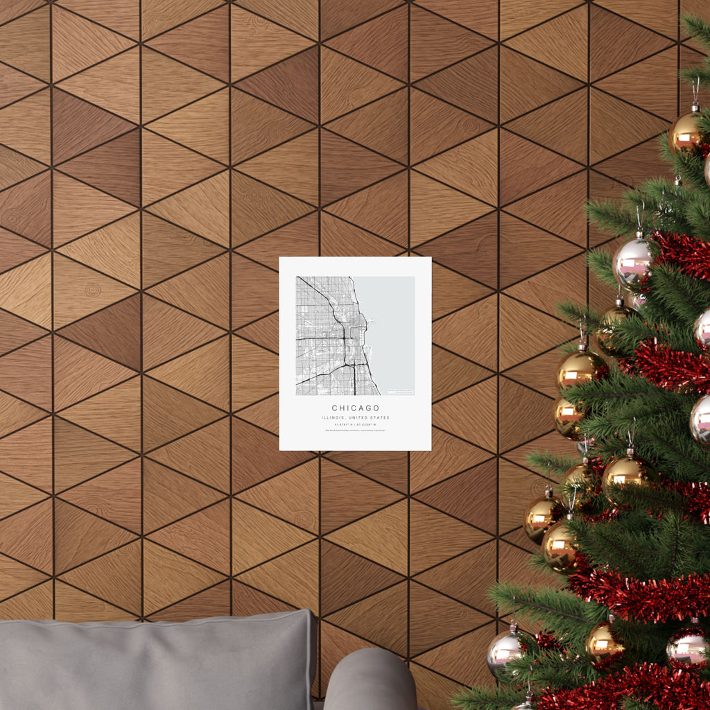 Chicago, Illinois City Map Print — Minimalist Street Map Wall Art