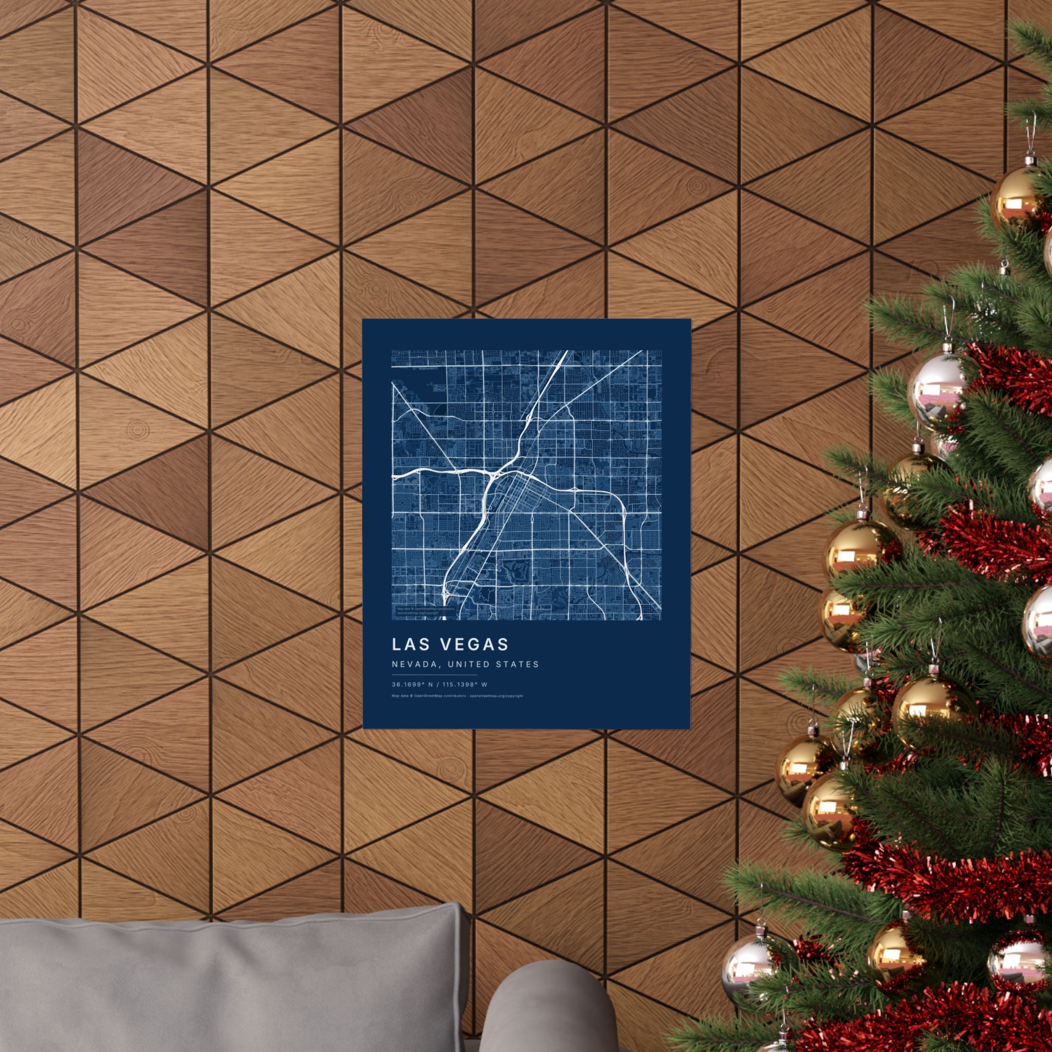 Las Vegas, Nevada City Map Print — Blueprint Navy Street Map Wall Art