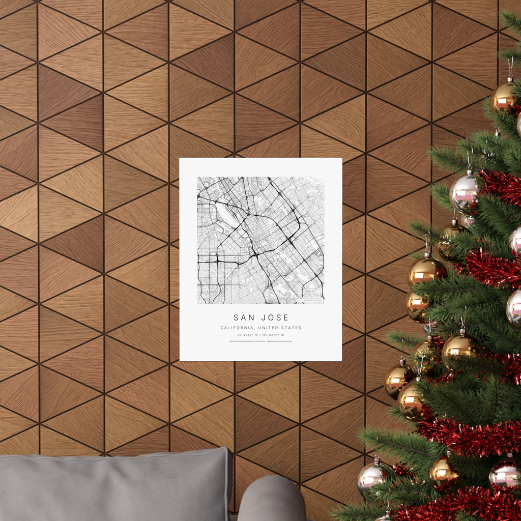 San Jose, California City Map Print — Minimalist Street Map Wall Art