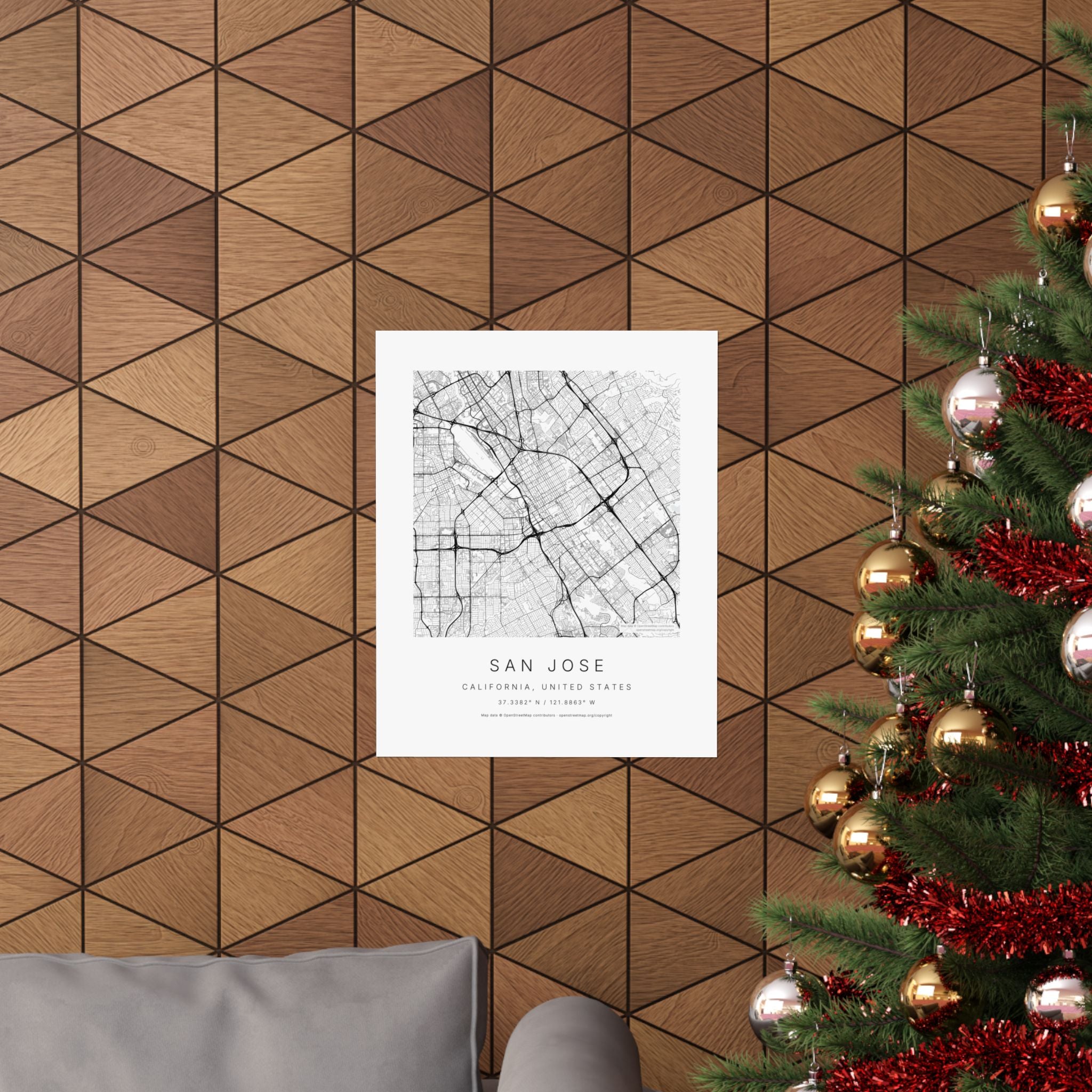 San Jose, California City Map Print — Minimalist Street Map Wall Art