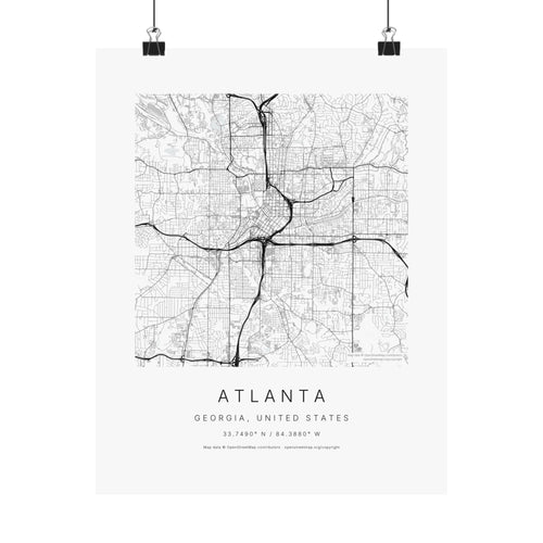 Atlanta, Georgia City Map Print — Minimalist Street Map Wall Art