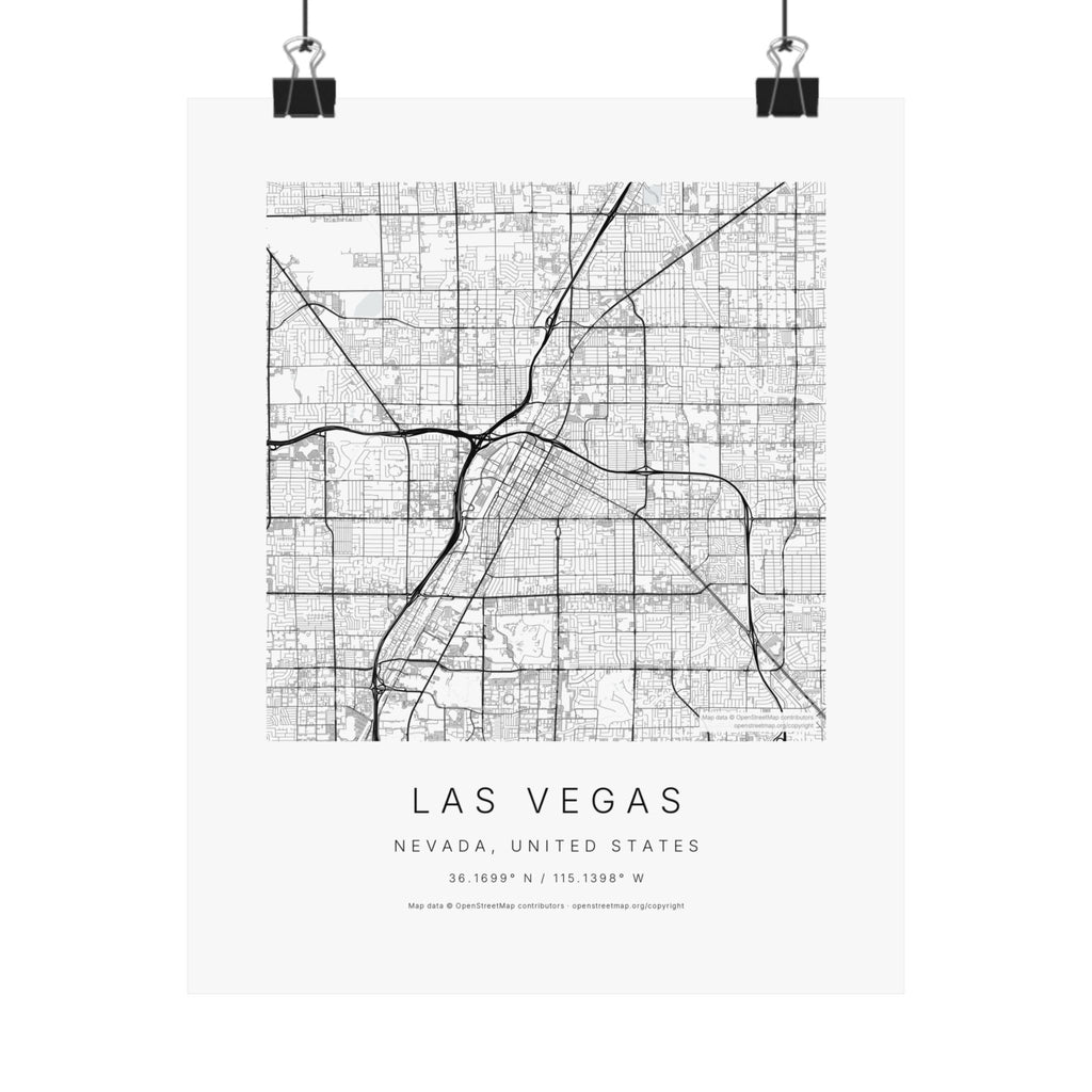 Las Vegas, Nevada City Map Print — Minimalist Street Map Wall Art
