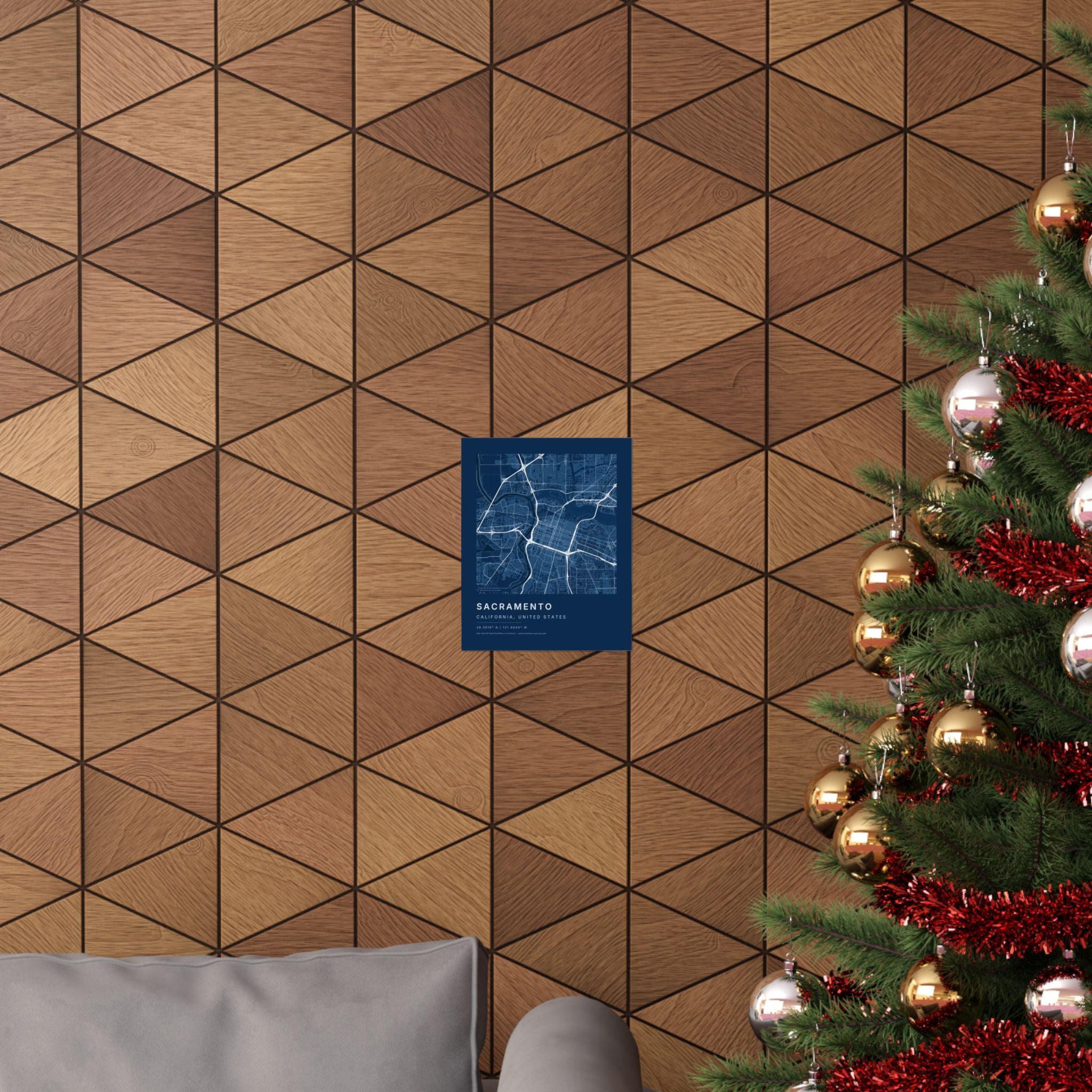 Sacramento, California City Map Print — Blueprint Navy Street Map Wall Art