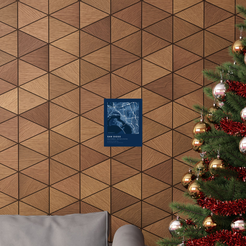 San Diego, California City Map Print — Blueprint Navy Street Map Wall Art