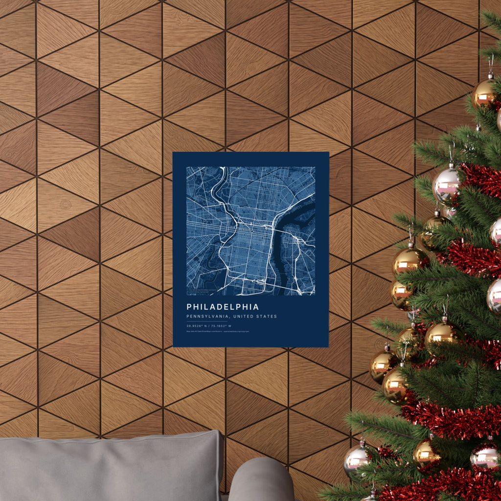 Philadelphia, Pennsylvania City Map Print — Blueprint Navy Street Map Wall Art
