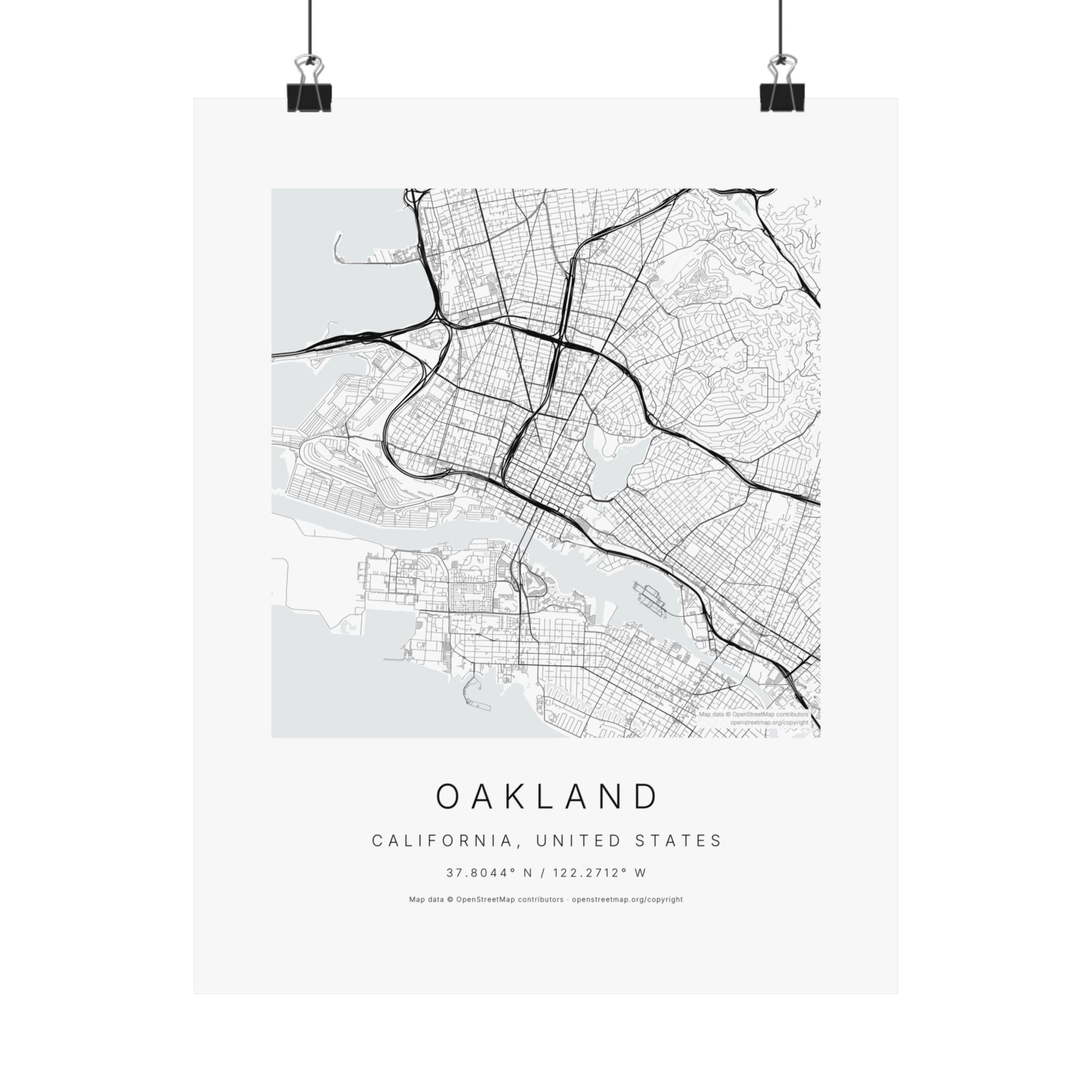 Oakland, California City Map Print — Minimalist Street Map Wall Art