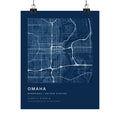 Omaha, Nebraska City Map Print — Blueprint Navy Street Map Wall Art