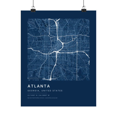 Atlanta, Georgia City Map Print — Blueprint Navy Street Map Wall Art