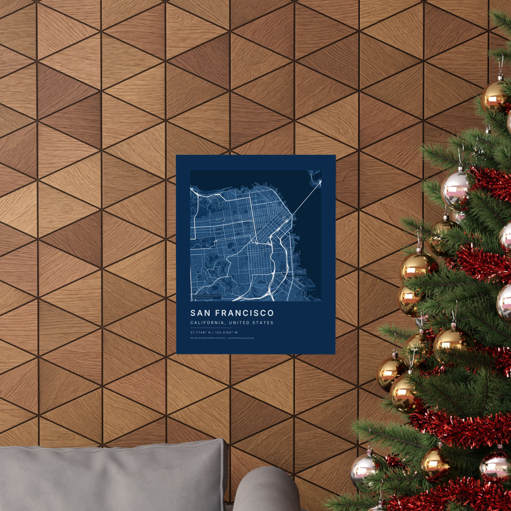 San Francisco, California City Map Print — Blueprint Navy Street Map Wall Art