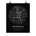 Indianapolis, Indiana City Map Print — Noir Black Street Map Wall Art
