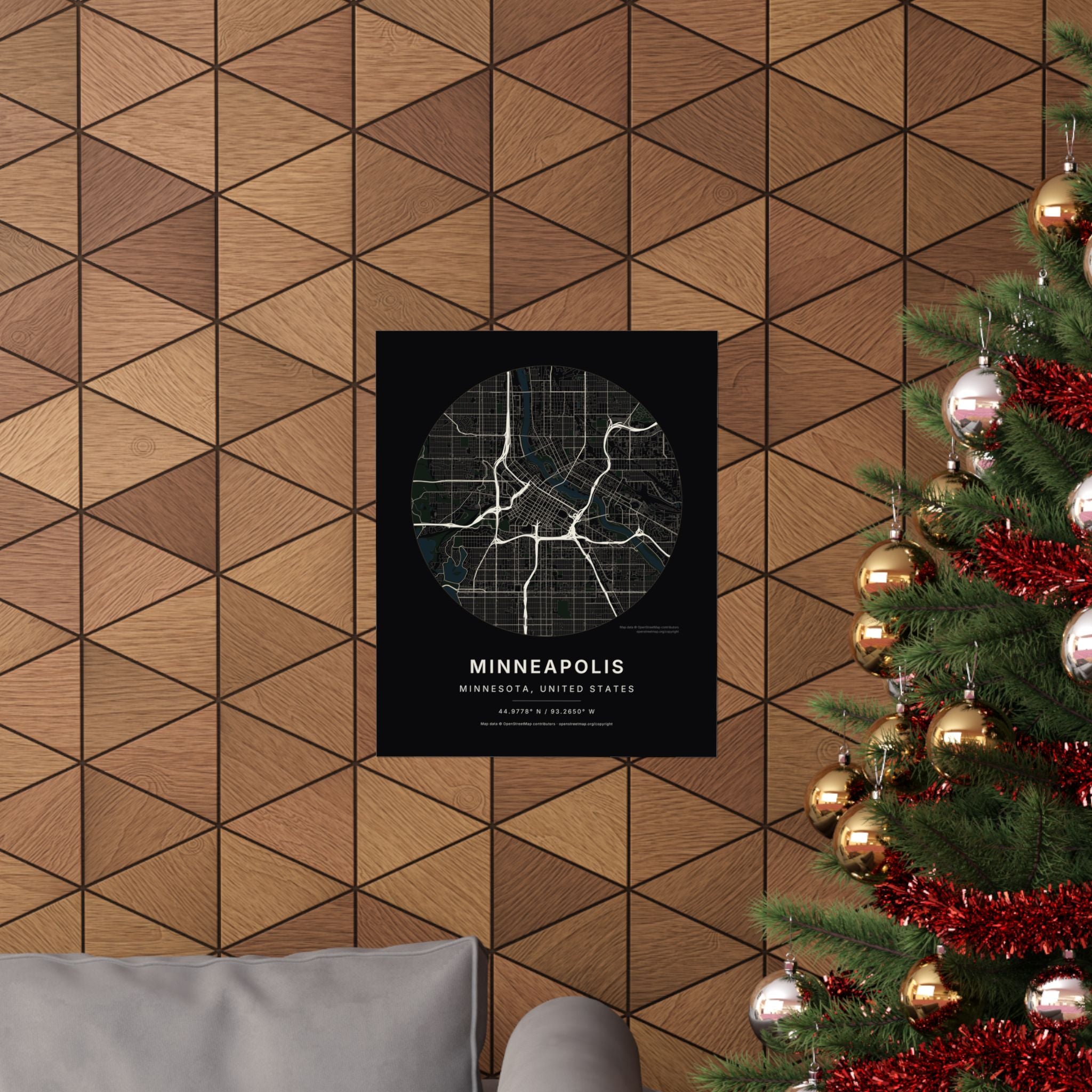 Minneapolis, Minnesota City Map Print — Noir Black Street Map Wall Art