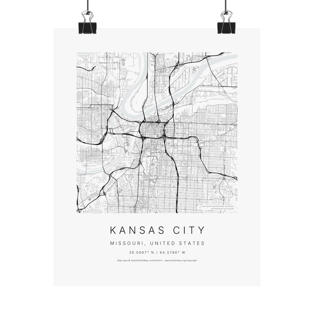 Kansas City, Missouri City Map Print — Minimalist Street Map Wall Art