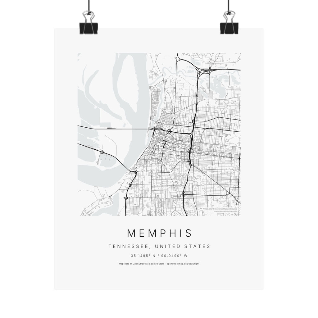 Memphis, Tennessee City Map Print — Minimalist Street Map Wall Art