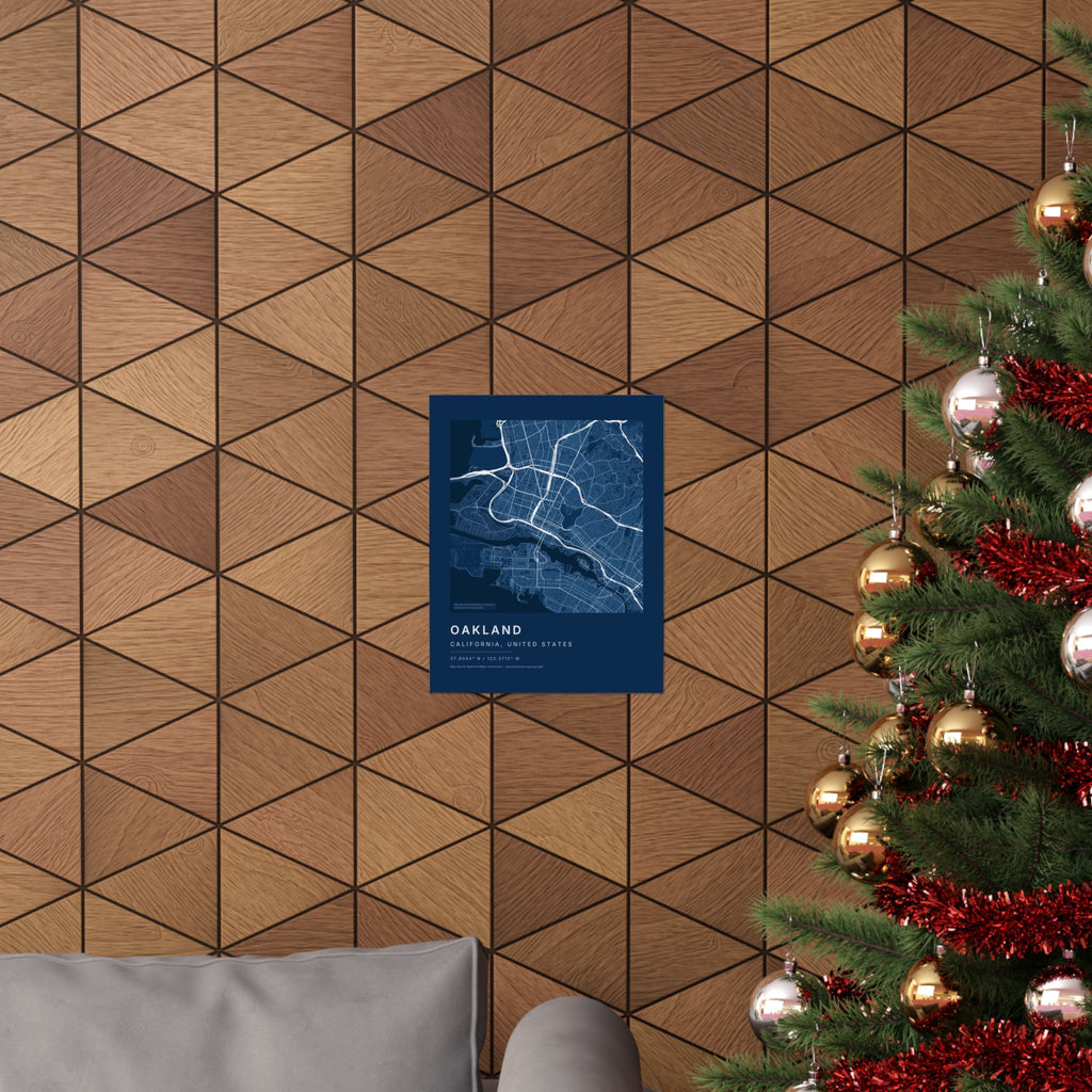 Oakland, California City Map Print — Blueprint Navy Street Map Wall Art