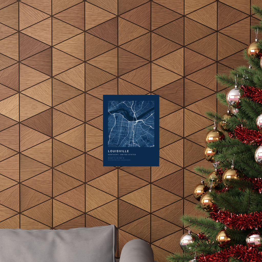 Louisville, Kentucky City Map Print — Blueprint Navy Street Map Wall Art