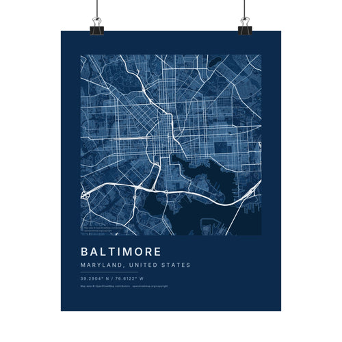 Baltimore, Maryland City Map Print — Blueprint Navy Street Map Wall Art