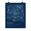 Raleigh, North Carolina City Map Print — Blueprint Navy Street Map Wall Art