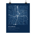 Atlanta, Georgia City Map Print — Blueprint Navy Street Map Wall Art
