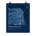 San Francisco, California City Map Print — Blueprint Navy Street Map Wall Art