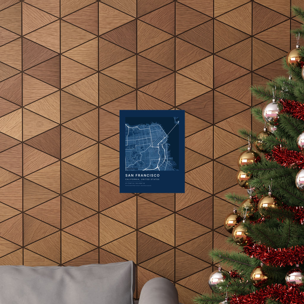 San Francisco, California City Map Print — Blueprint Navy Street Map Wall Art