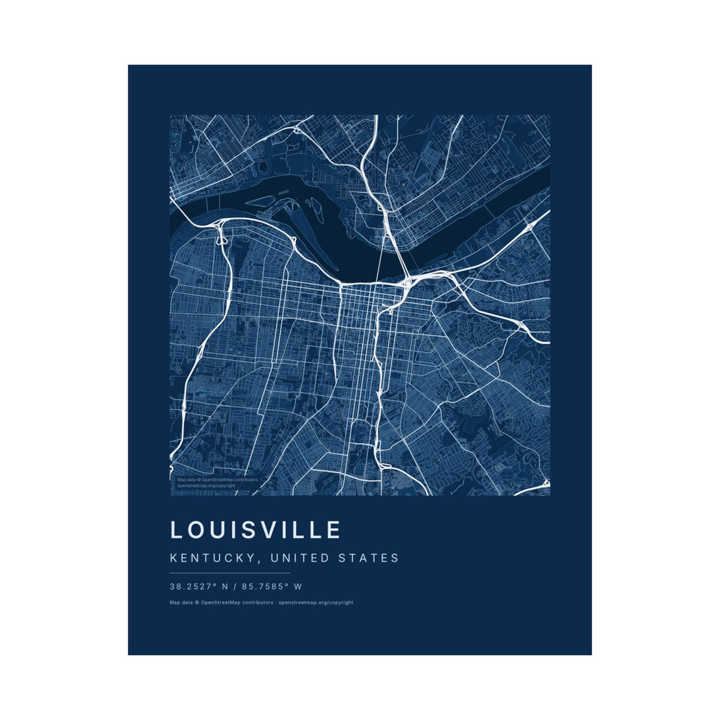 Louisville, Kentucky City Map Print — Blueprint Navy Street Map Wall Art