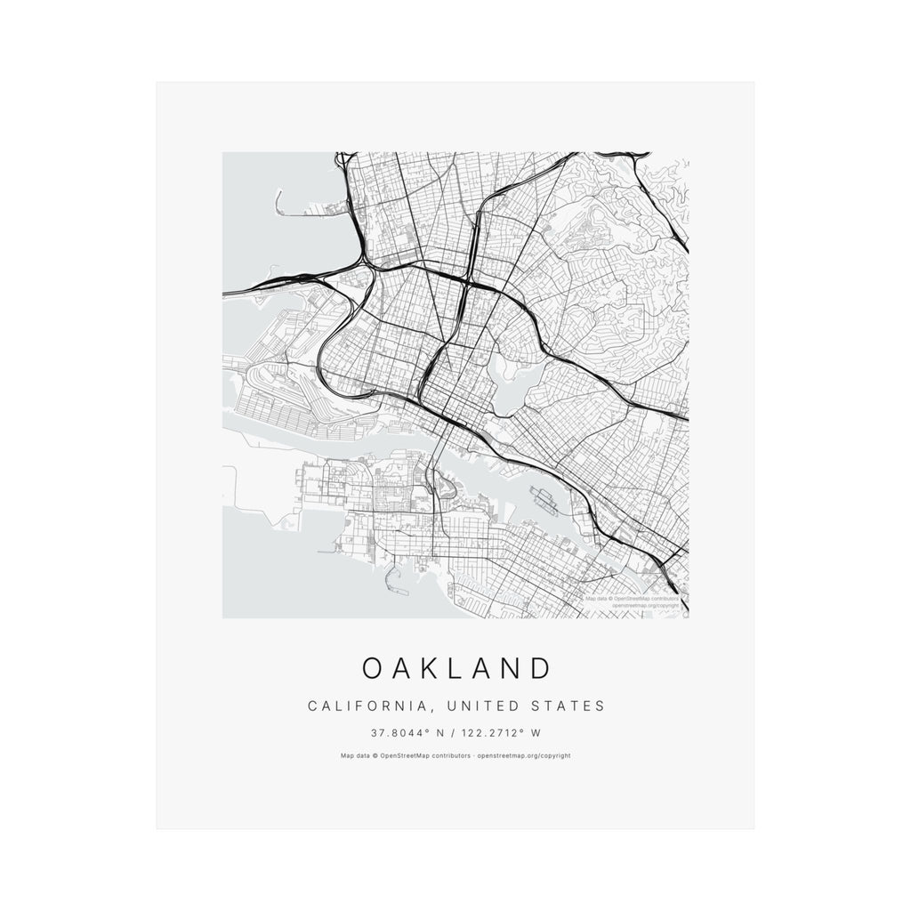 Oakland, California City Map Print — Minimalist Street Map Wall Art