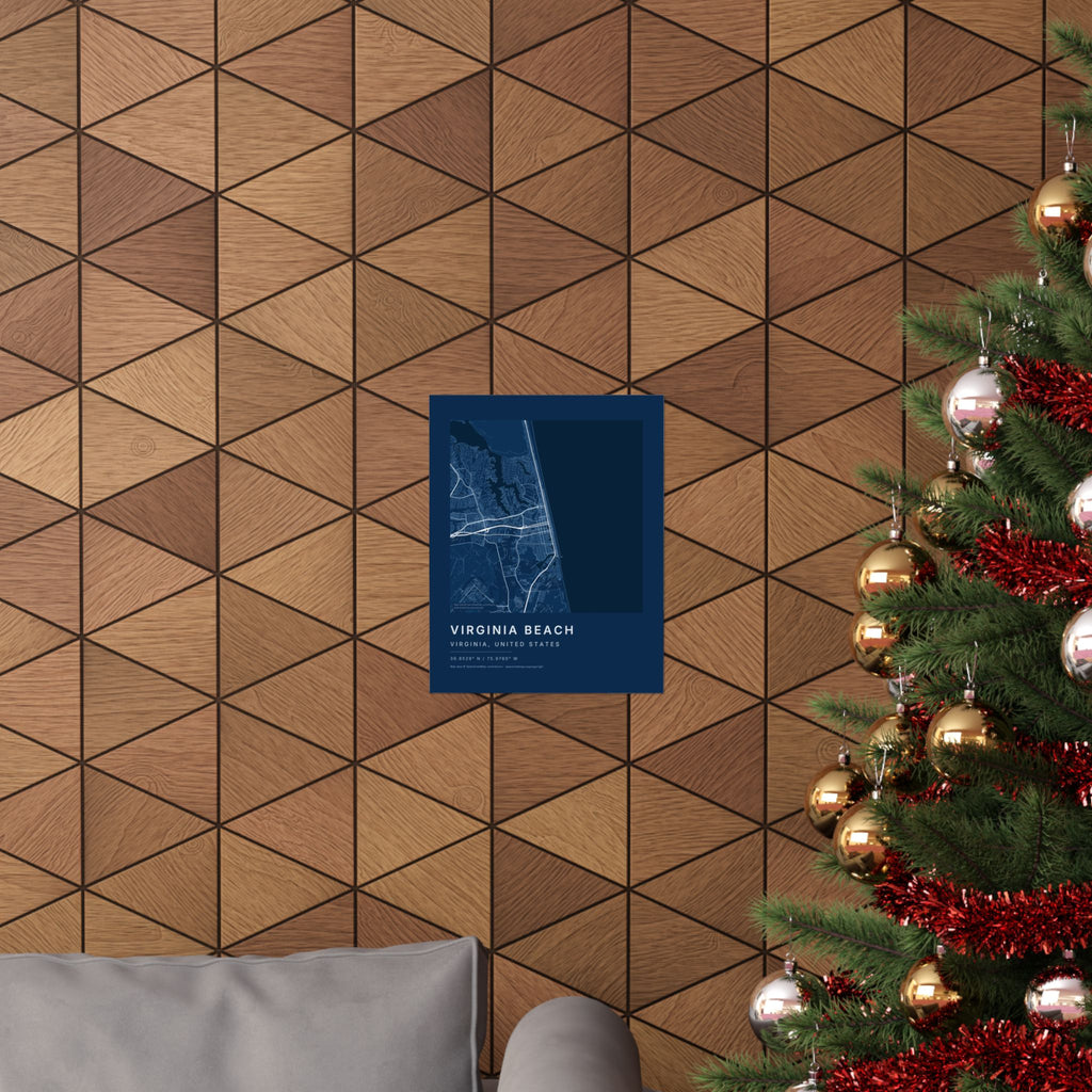 Virginia Beach, Virginia City Map Print — Blueprint Navy Street Map Wall Art