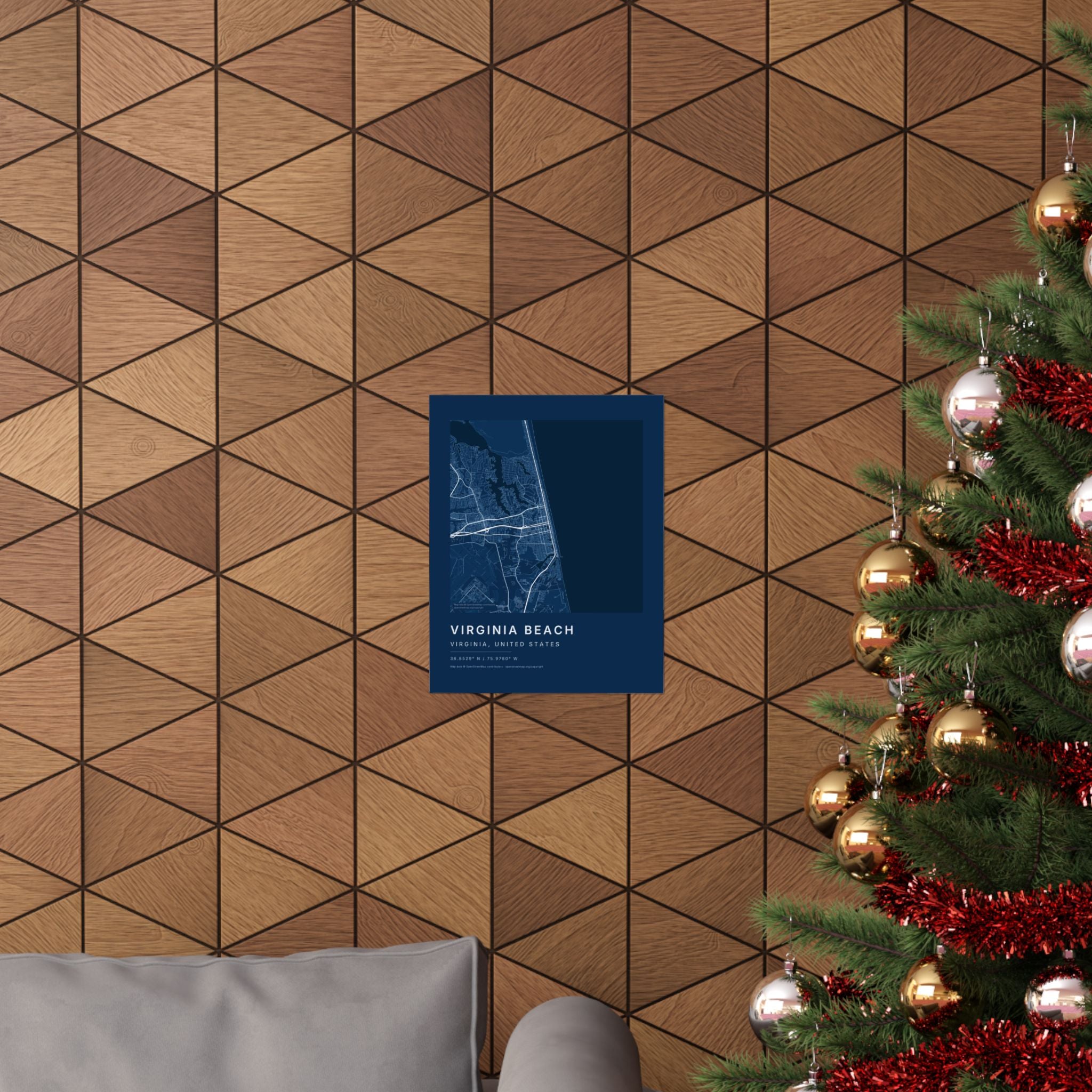Virginia Beach, Virginia City Map Print — Blueprint Navy Street Map Wall Art