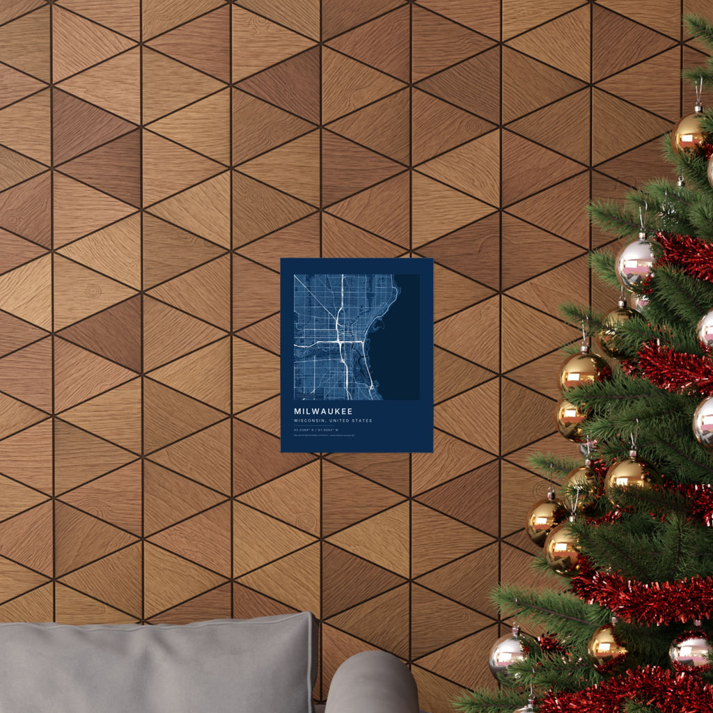 Milwaukee, Wisconsin City Map Print — Blueprint Navy Street Map Wall Art