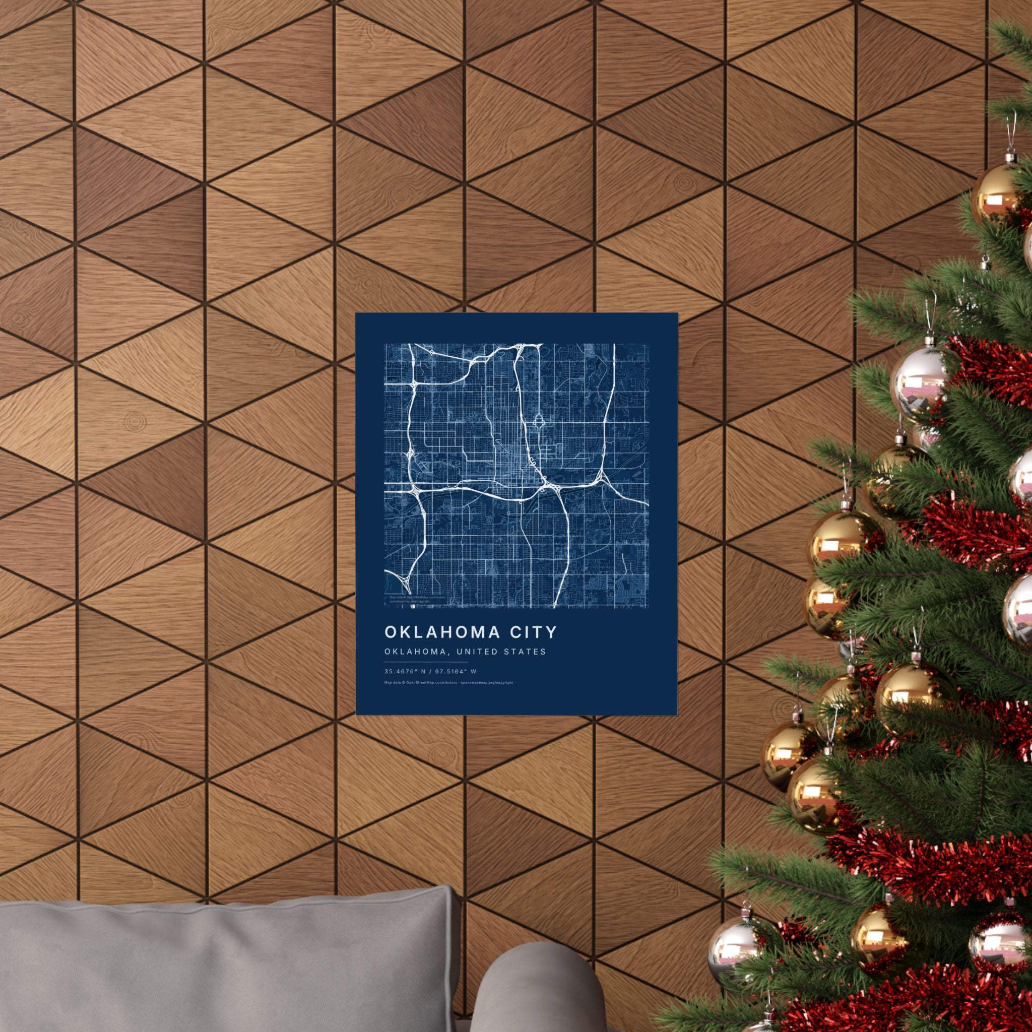 Oklahoma City, Oklahoma City Map Print — Blueprint Navy Street Map Wall Art
