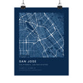 San Jose, California City Map Print — Blueprint Navy Street Map Wall Art