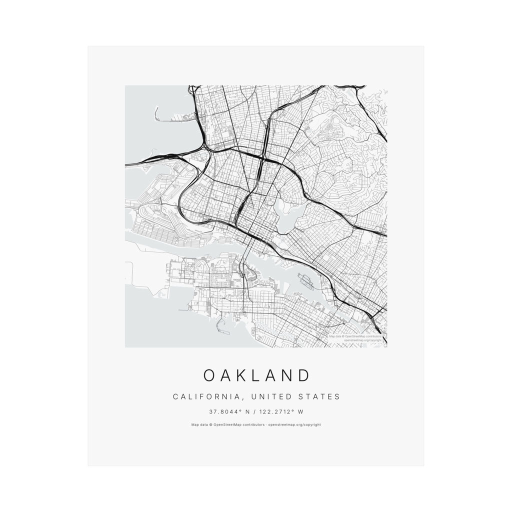 Oakland, California City Map Print — Minimalist Street Map Wall Art