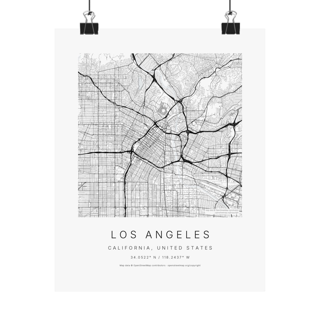 Los Angeles, California City Map Print — Minimalist Street Map Wall Art