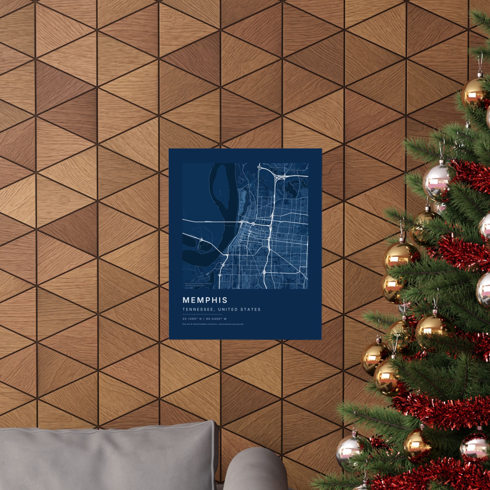 Memphis, Tennessee City Map Print — Blueprint Navy Street Map Wall Art