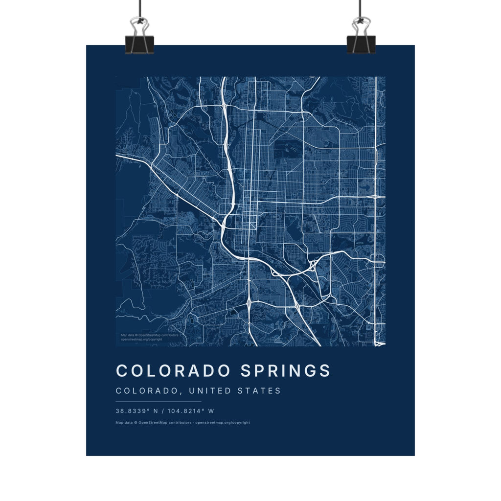 Colorado Springs, Colorado City Map Print — Blueprint Navy Street Map Wall Art