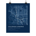Colorado Springs, Colorado City Map Print — Blueprint Navy Street Map Wall Art