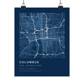 Columbus, Ohio City Map Print — Blueprint Navy Street Map Wall Art