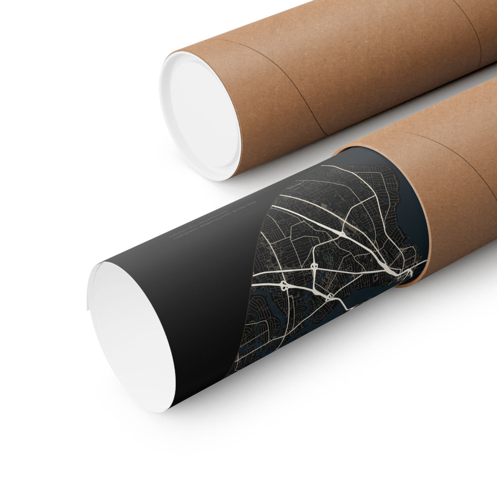 Jacksonville, Florida City Map Print — Noir Black Street Map Wall Art