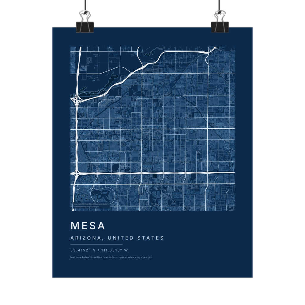 Mesa, Arizona City Map Print — Blueprint Navy Street Map Wall Art