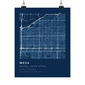 Mesa, Arizona City Map Print — Blueprint Navy Street Map Wall Art