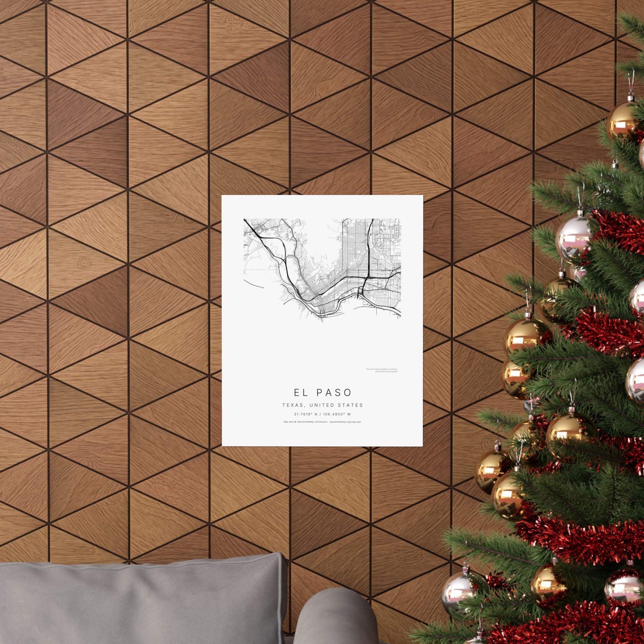 El Paso, Texas City Map Print — Minimalist Street Map Wall Art